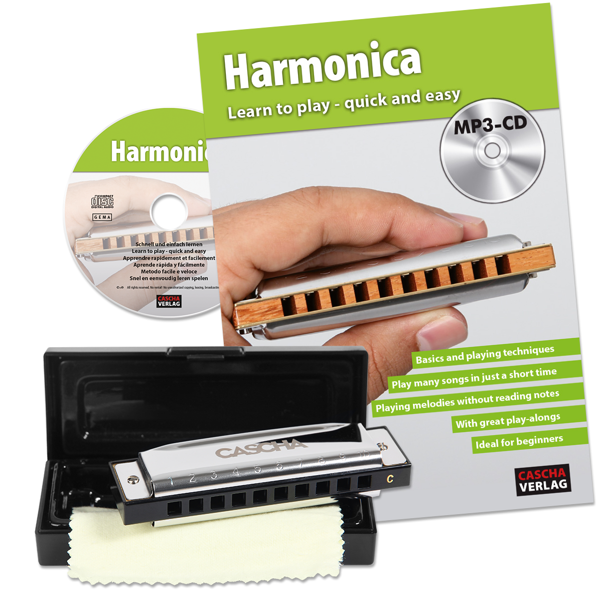 Cascha HH1600 Blues Mundharmonika Set Lehrbuch/Schule mit CD Sparpack 