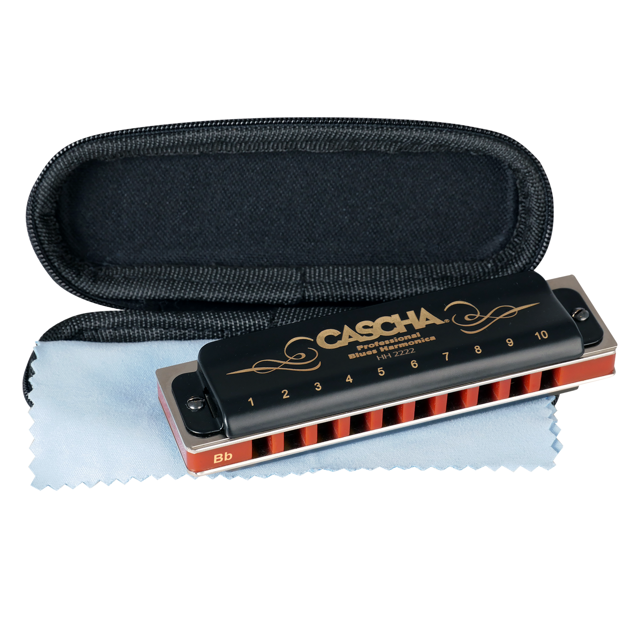 English beginners/' school CASCHA harmonica learning set including high-quality harmonica in C-Major diatonic ideal for beginners and adults case and care cloth